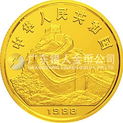 1988中国戊辰（龙）年生肖金银铂纪念币8克圆形金质纪念币