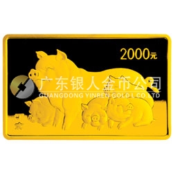 2007中国丁亥（猪）年金银纪念币5盎司长方形金质纪念币