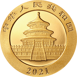2021版熊猫金银纪念币1克圆形金质纪念币