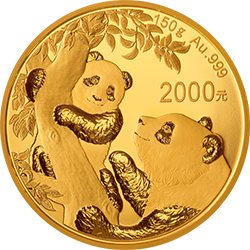 2021版熊猫金银纪念币150克圆形金质纪念币