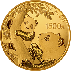 2021版熊猫金银纪念币100克圆形金质纪念币
