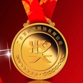 2013年12月：定制广东百斯盾10年员工千足金纪念金章