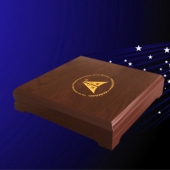 2014年4月：定制中山华盛公司定制十周年纪念币镶嵌水晶摆件