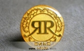 富盈酒店金属镀金徽章,纯金徽章,真金徽章