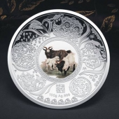 2015羊年贺岁银盘订做三羊开泰纯银银盘定制